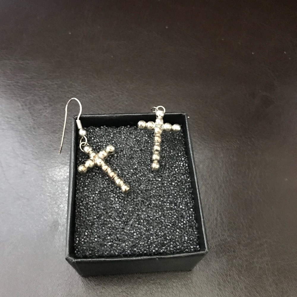 Silver cross earrings